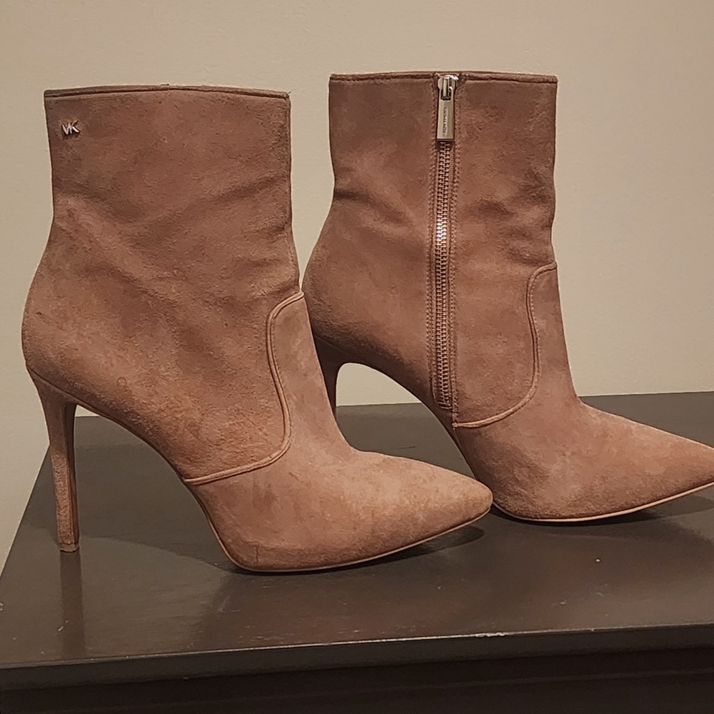 Michael Michael Kors Suede Ankle Booties, Tan Pointed Toe